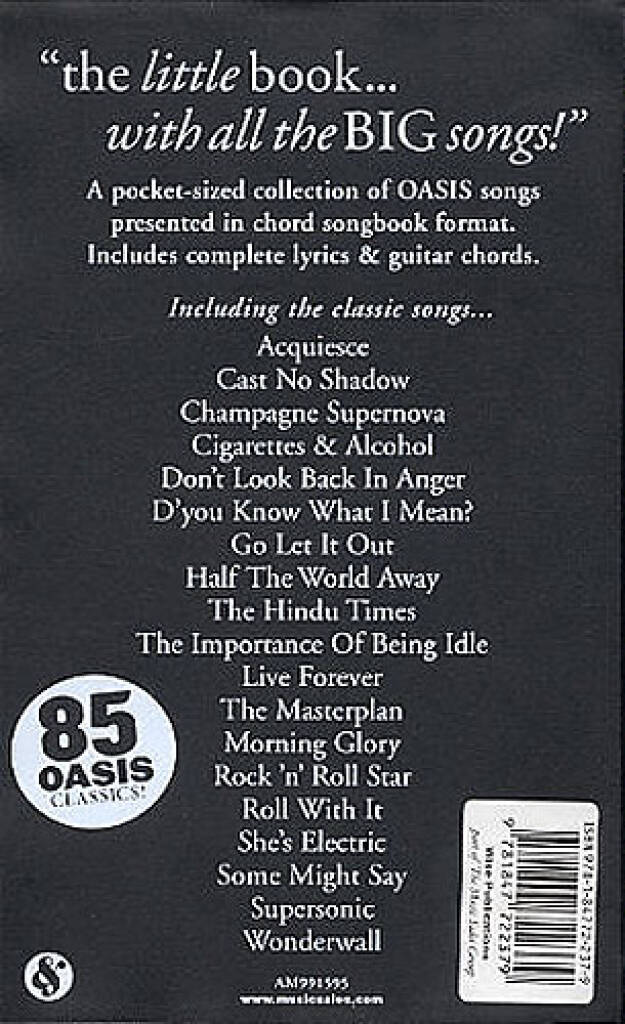 Oasis: The Little Black Songbook: Oasis: Mélodie, Paroles et Accords