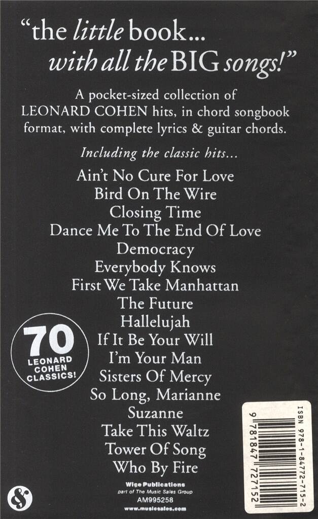 The Little Black Songbook: Leonard Cohen: Mélodie, Paroles et Accords