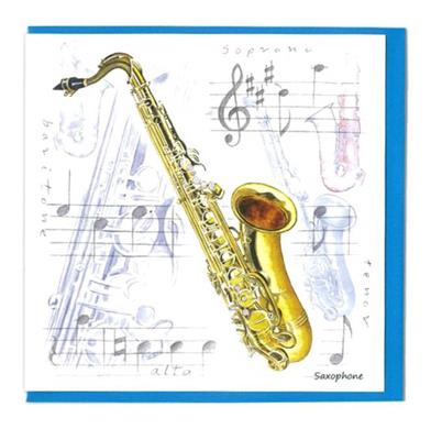 Notelets Pack Of Five - Saxophone Design