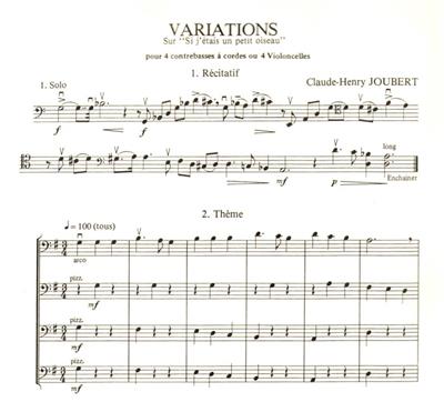 Claude-Henry Joubert: Variations Sur Si J'étais Un Petit Oiseau: Violons (Ensemble)