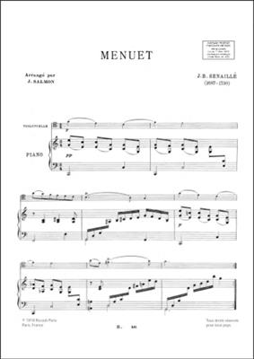 Jean-Baptiste Senaillé: Menuet Violoncelle Et Piano (Salmon: Solo pour Violoncelle