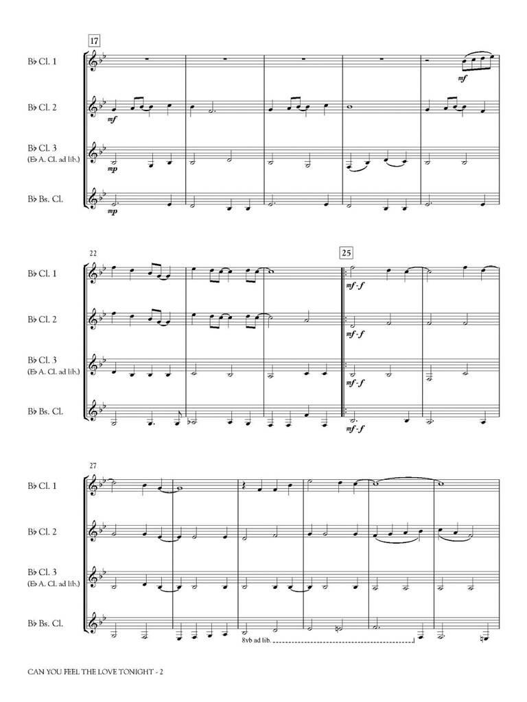 Can You Feel the Love Tonight: (Arr. Marc Jeanbourquin): Clarinettes (Ensemble)