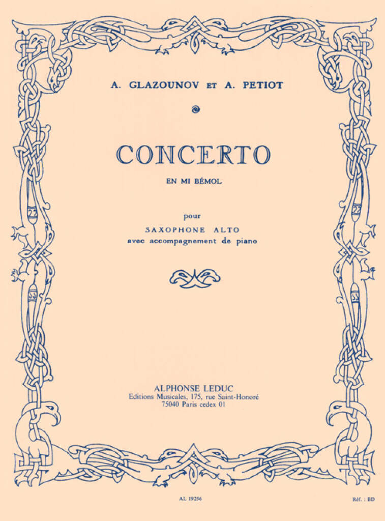 Alexander Glazunov: Concerto E-flat Opus 109: Saxophone Alto et Accomp.