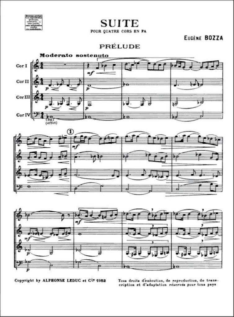 Eugène Bozza: Suite For Four Horns: Cor d'Harmonie (Ensemble)