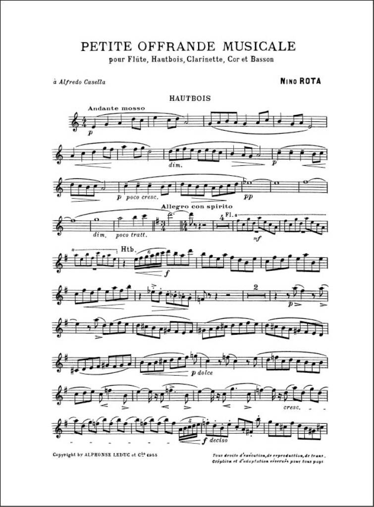 Nino Rota: Petite Offrande Musicale: Quintette à Vent