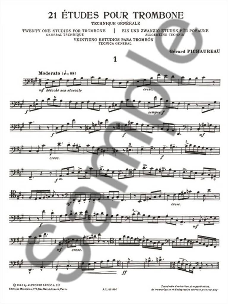 Pichaureau: 21 Etudes: Solo pourTrombone