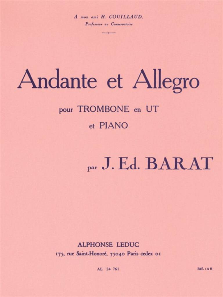 Joseph Edouard Barat: Andante et Allegro: Trombone et Accomp.