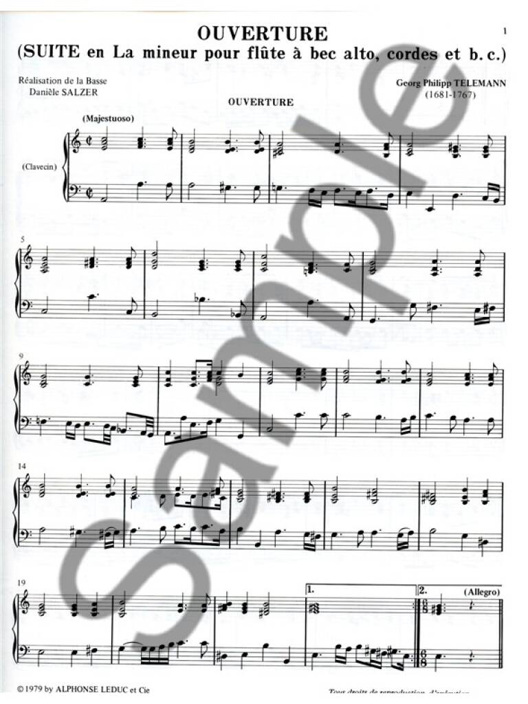 Georg Philipp Telemann: Suite In a Minor Harpsichord Part: Clavecin