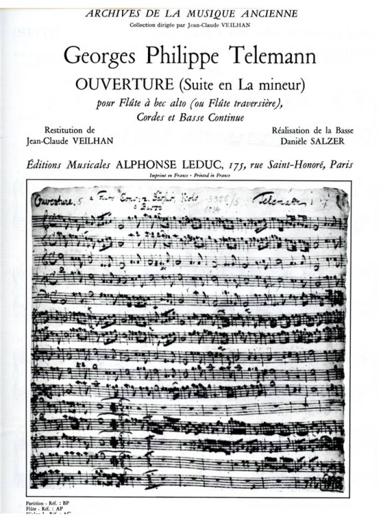 Georg Philipp Telemann: Suite In a Minor Harpsichord Part: Clavecin