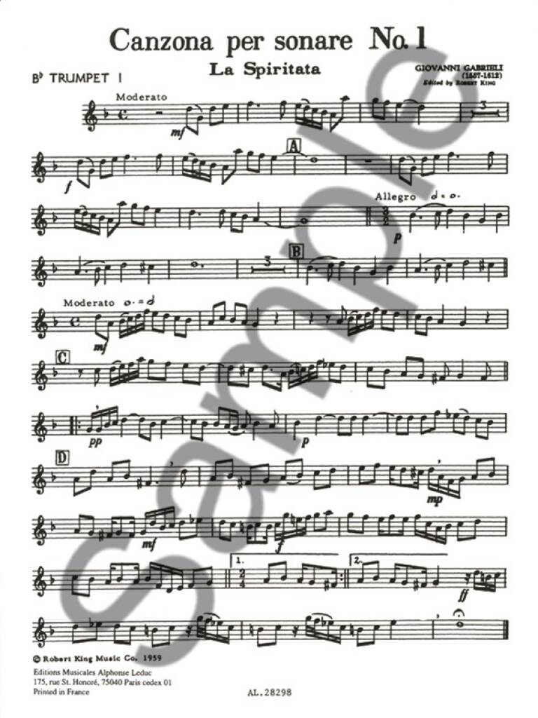 Gabrieli: Canzona Per Sonare 1 & 2: Ensemble de Cuivres