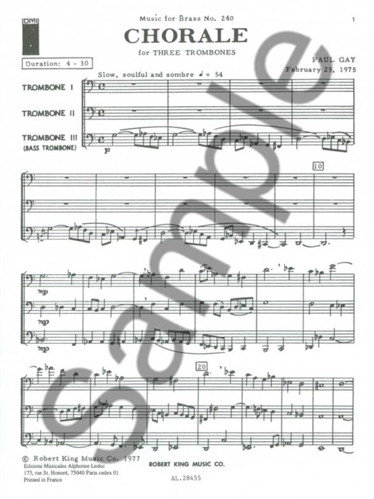 Gay: Chorale: Trombone (Ensemble)