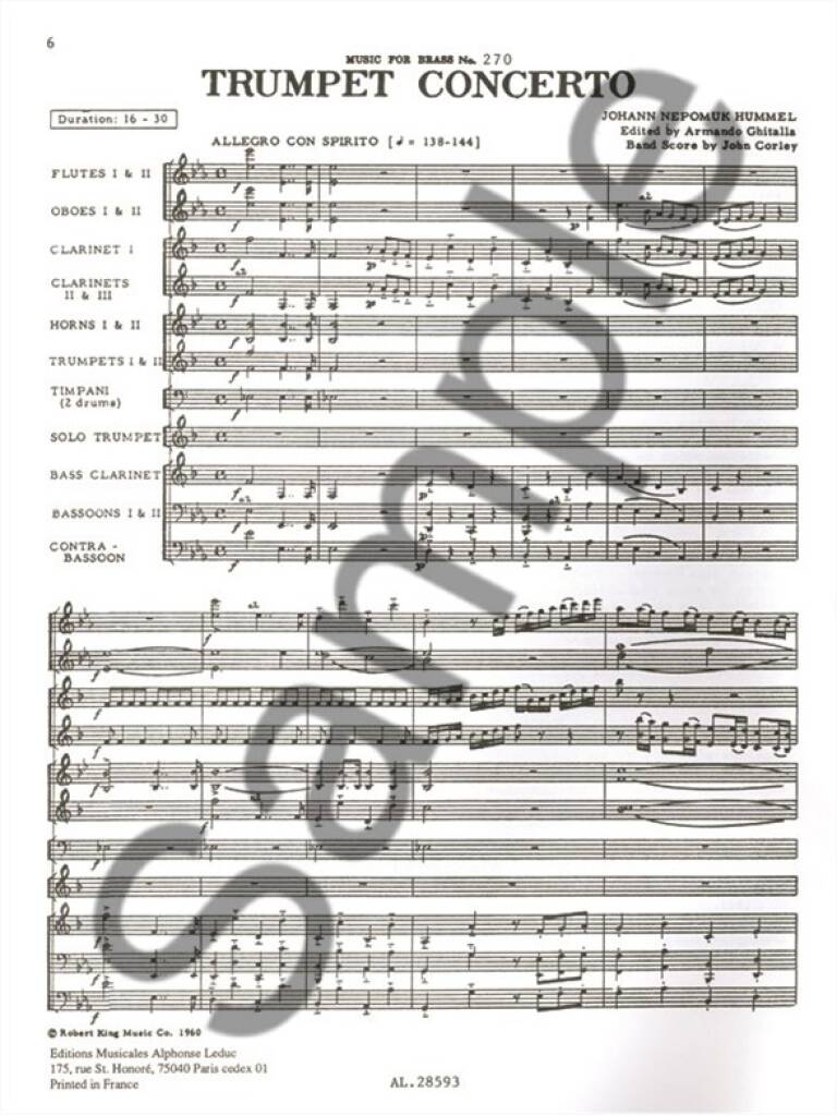 Johann Nepomuk Hummel: Johann Nepomuk Hummel: Trumpet Concerto: Solo de Trompette