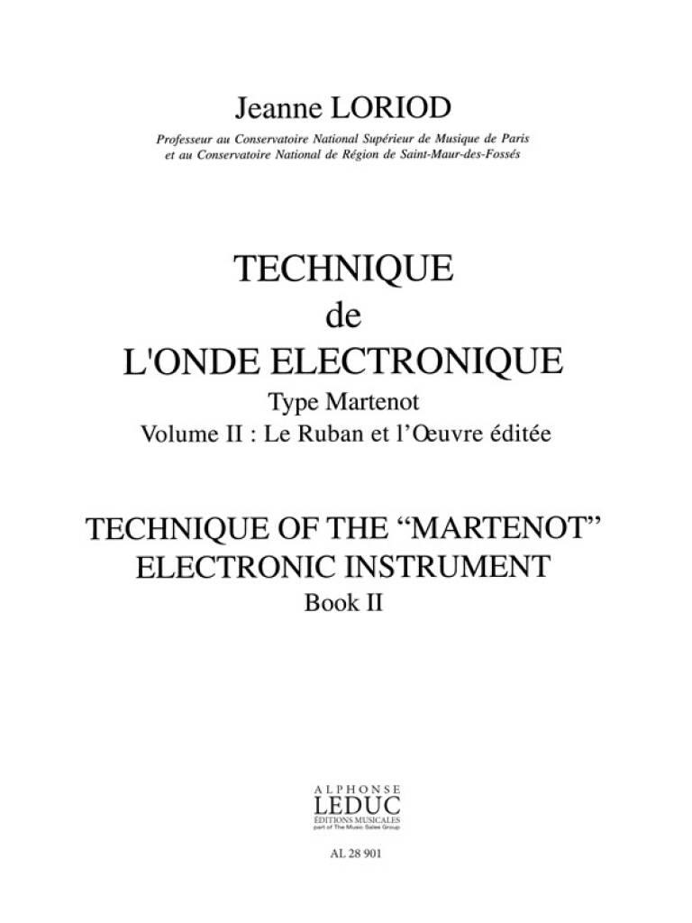 Jeanne Loriod: Technique de lOnde electronique type Martenot V.2: Autres Instruments à Clavier