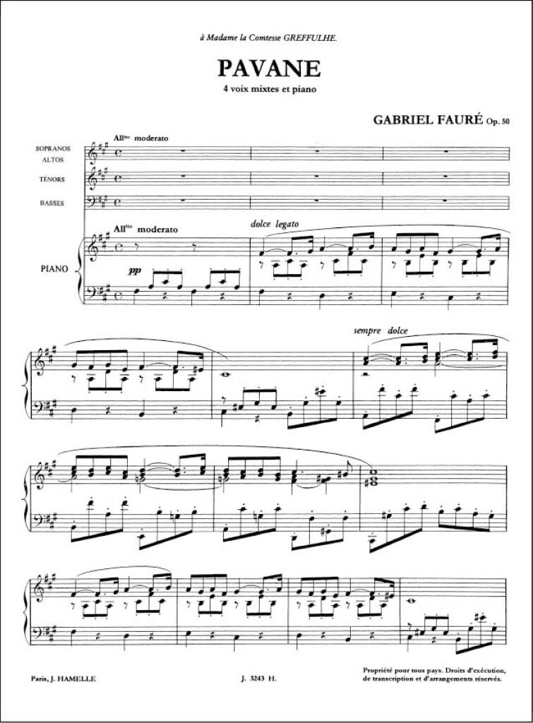 Gabriel Fauré: Pavane Op. 50 pour 4 voix mixtes et piano: Chant et Piano