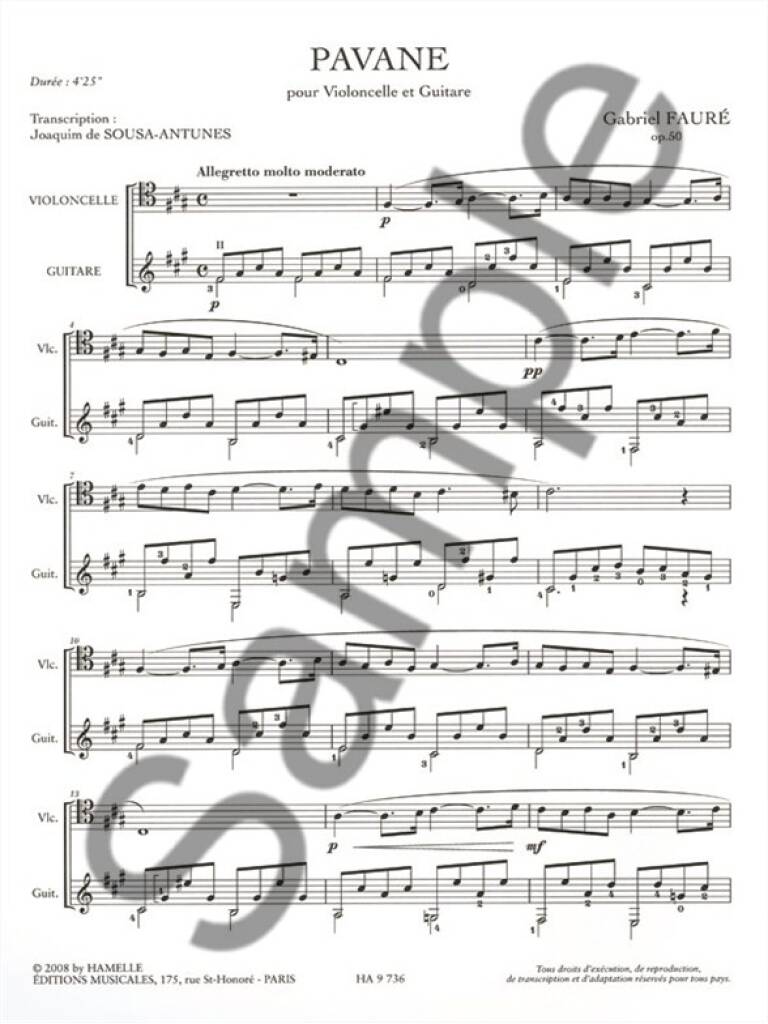 Gabriel Fauré: Pavane Opus 50: Violoncelle et Accomp.