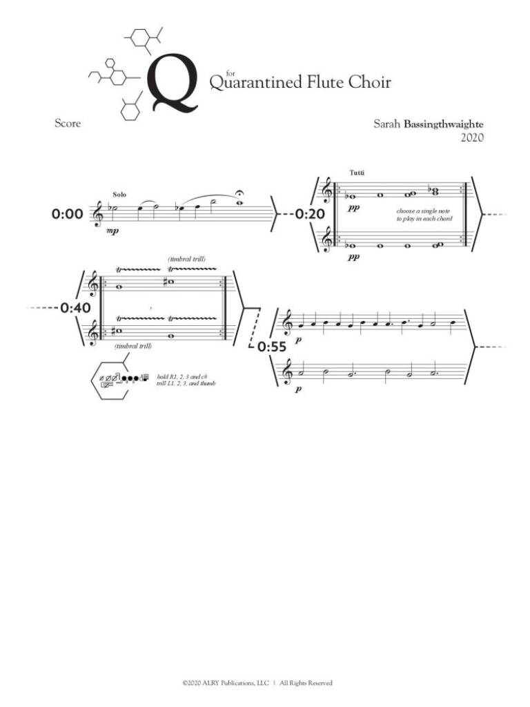 Sarah Bassingthwaighte: Q for Quarantined Flute Choir: Flûtes Traversières (Ensemble)