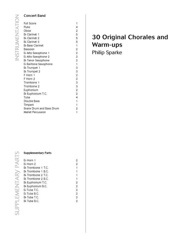 Philip Sparke: 30 Original Chorales and Warm-Ups: Orchestre d'Harmonie