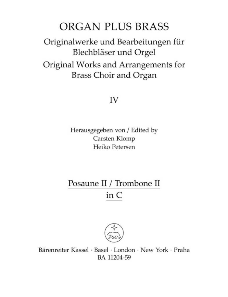 Charles Villiers Stanford: organ plus brass, Band IV: Cathedral Sounds: (Arr. Carsten Klomp): Ensemble de Cuivres