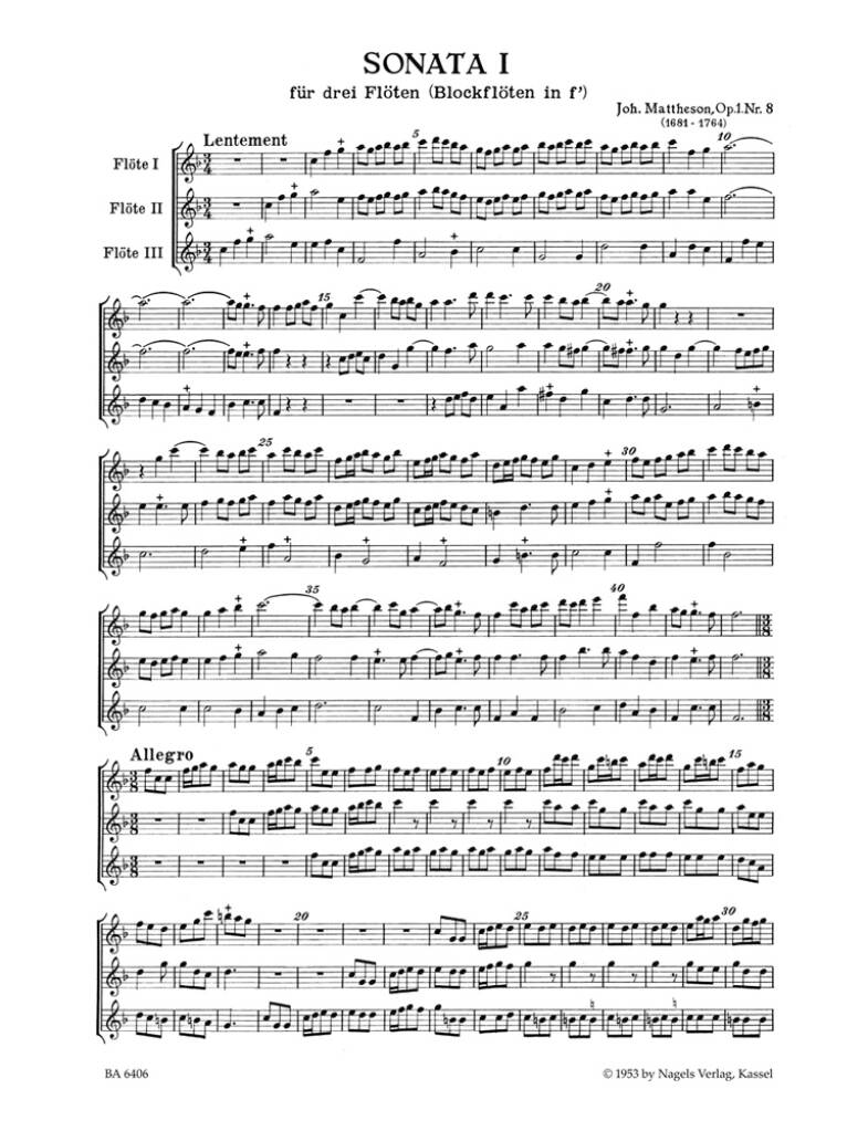 J. Mattheson: Eight Sonatas: Flûte à Bec (Ensemble)