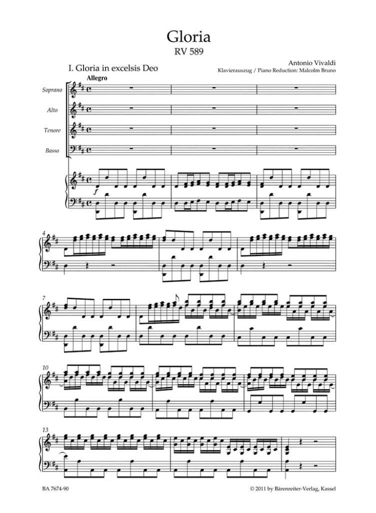 Antonio Vivaldi: Gloria RV 589 (Vocal Score): Chœur Mixte et Ensemble