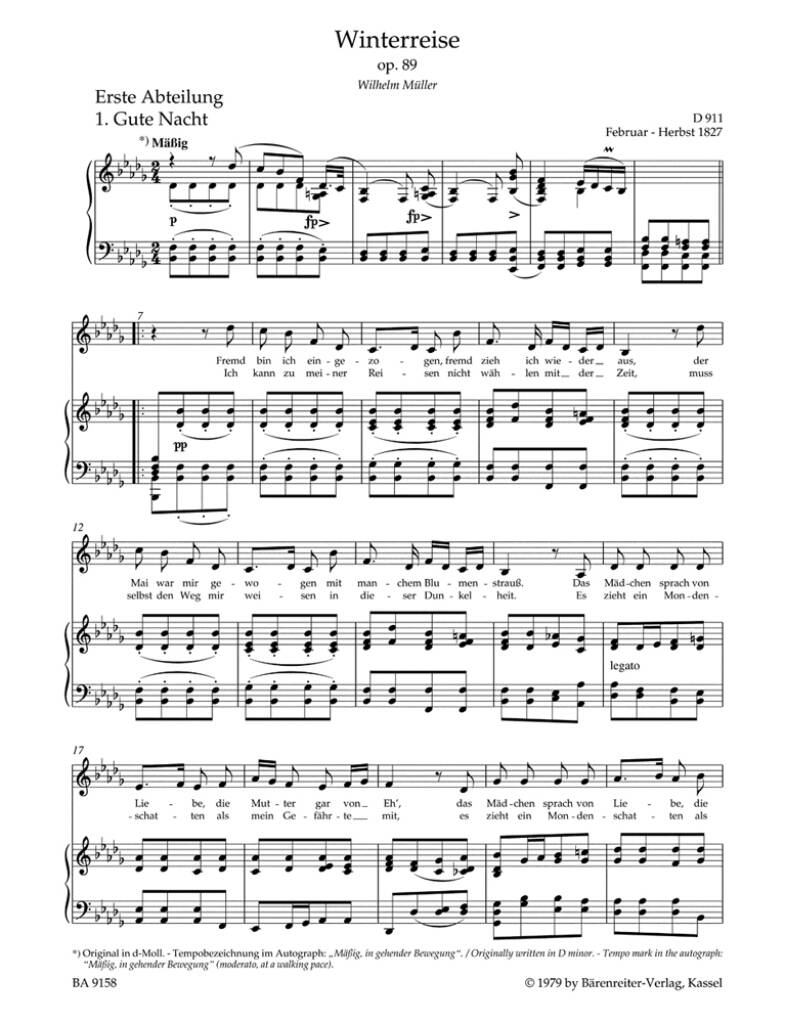 Franz Schubert: Winterreise Op. 89 D 911 - Low Voice: Chant et Piano