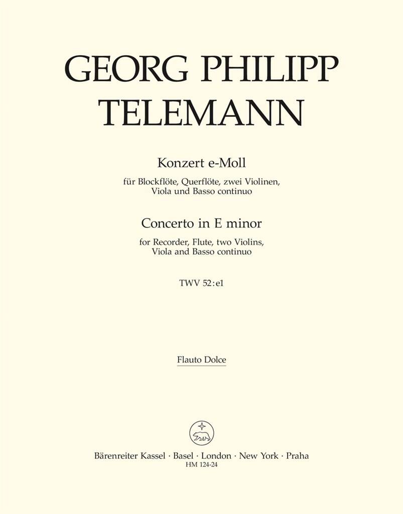 Georg Philipp Telemann: Concerto For Recorder And Flute In E Minor: Ensemble de Chambre