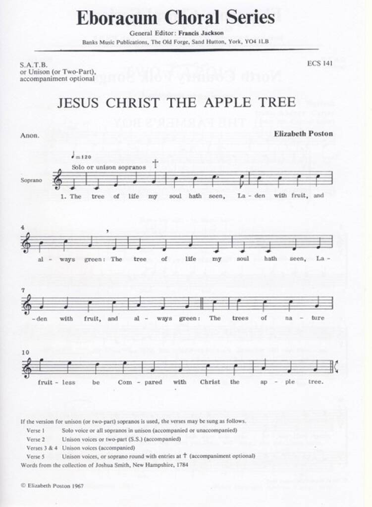 Jesus Christ The Apple Tree: Chœur Mixte et Accomp.