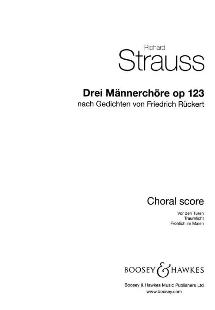 Richard Strauss: Drei Mannerchore - Choral Score: Voix Basses A Capella