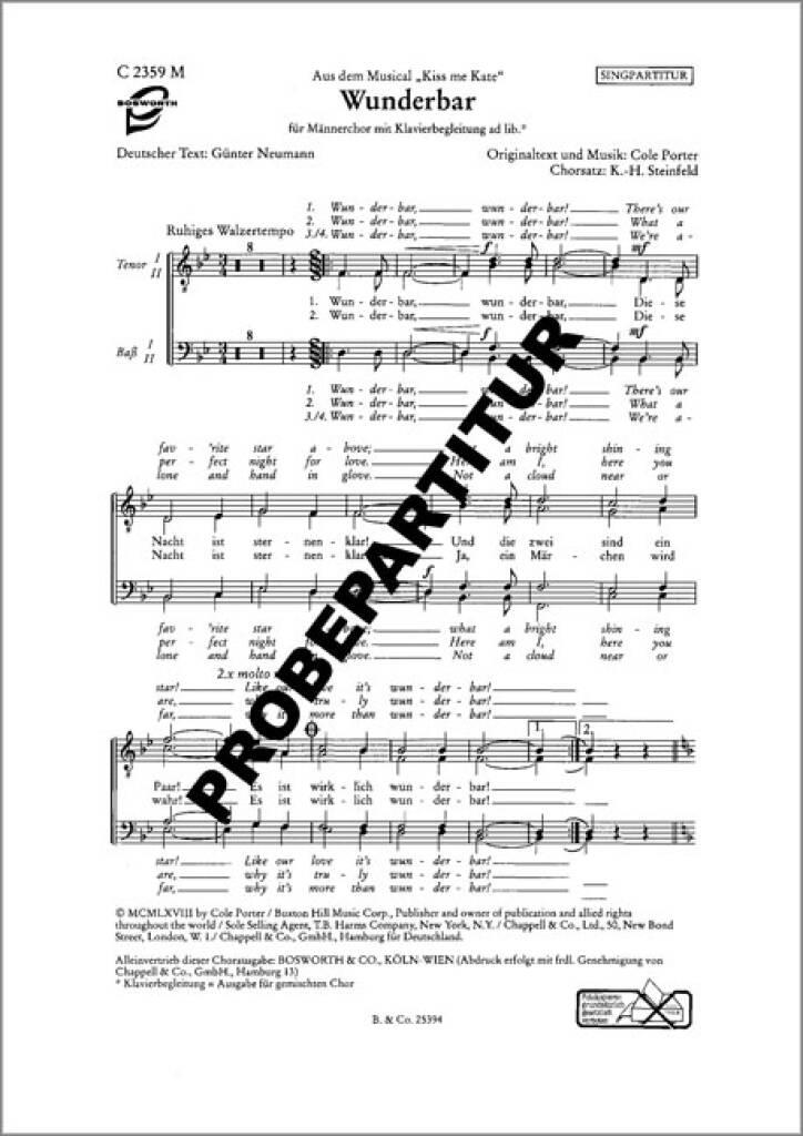 Cole Porter: Wunderbar: Voix Basses et Accomp.