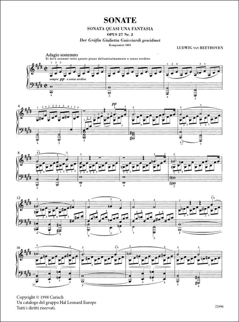 Ludwig van Beethoven: Mondscheinsonate Al Chiaro di Luna Op.27, 2: Solo de Piano