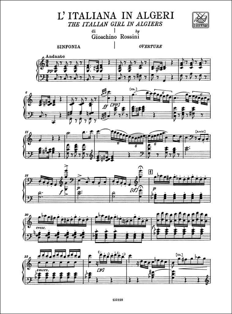 Gioachino Rossini: L'Italiana In Algeri - Vocal Score: Partitions Vocales d'Opéra
