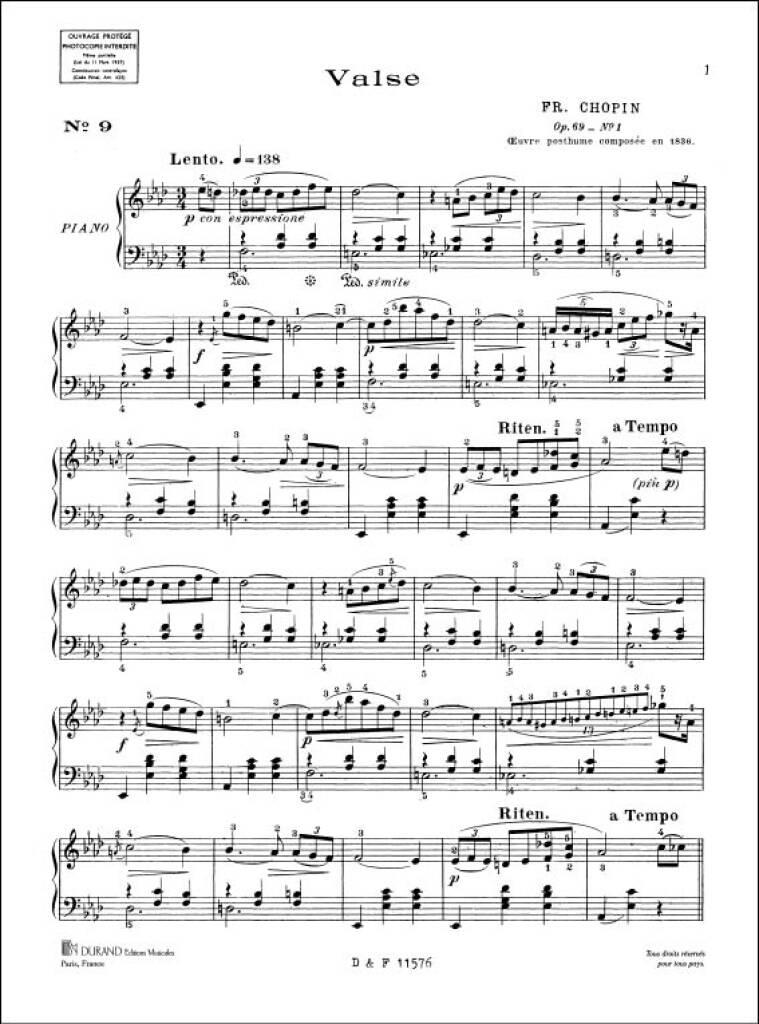 Frédéric Chopin: Valse Op 69 N 1: Solo de Piano