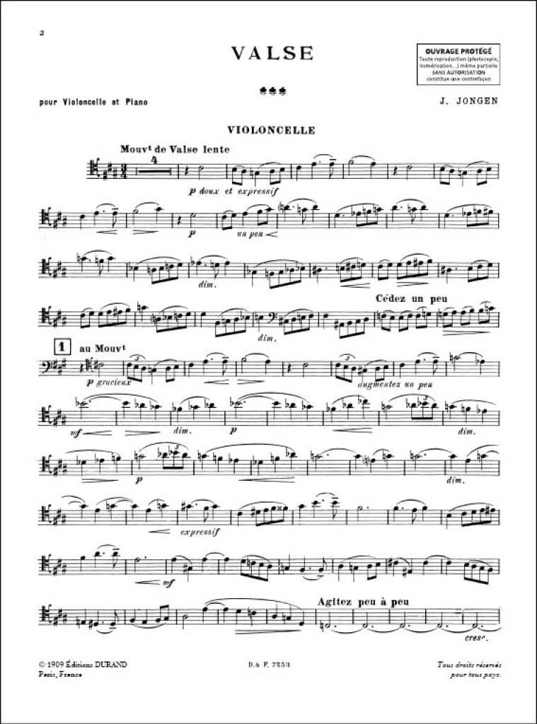 Joseph Jongen: Valse Violoncelle-Piano: Violoncelle et Accomp.