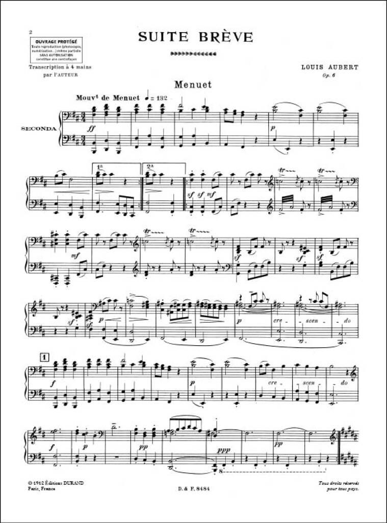 Louis Aubert: Suite Breve: Piano Quatre Mains