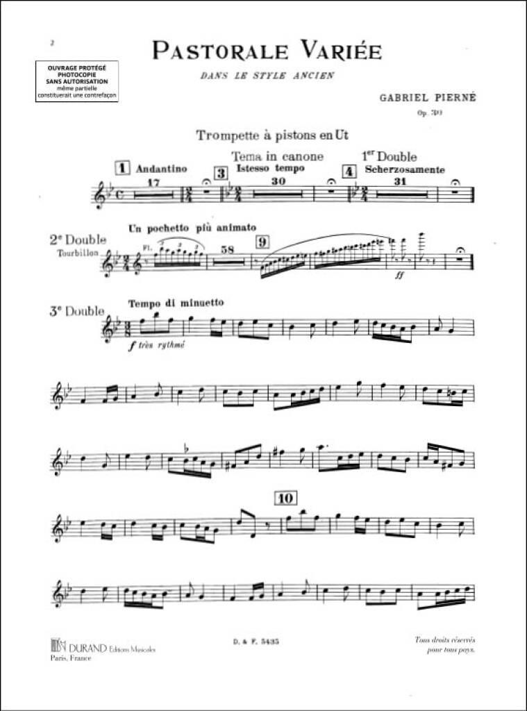 Gabriel Pierné: Pastorale Variouse Op30 Fl-Hb-Cl-2 Bassons-Cor-Trp: Bois (Ensemble)