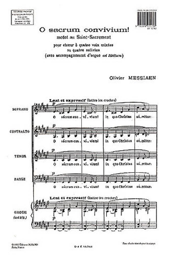 Olivier Messiaen: O Sacrum Convivium!: Chœur Mixte et Piano/Orgue