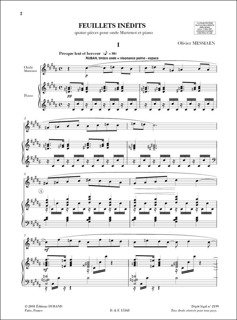 Olivier Messiaen: Feuillets Inedits4 Pieces Pour Onde: Autres Instruments à Clavier