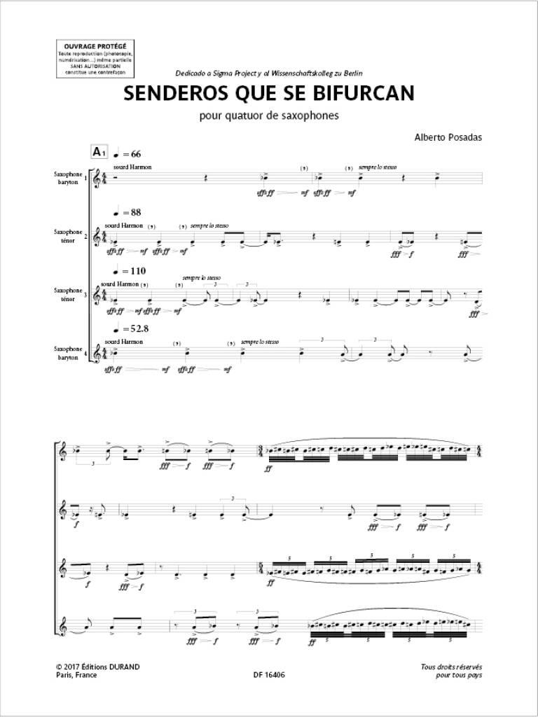 Alberto Posadas: Senderos que se bifurcan: Saxophones (Ensemble)