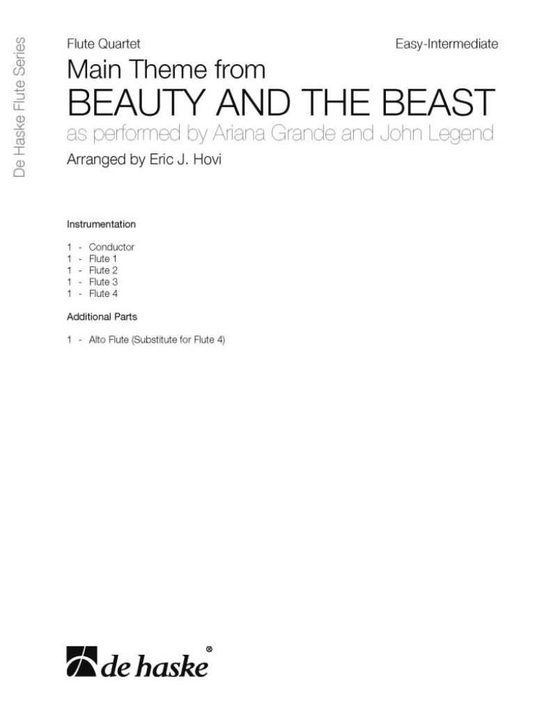 Ariana Grande: Main Theme From Beauty and The Beast: (Arr. Eric J. Hovi): Flûtes Traversières (Ensemble)