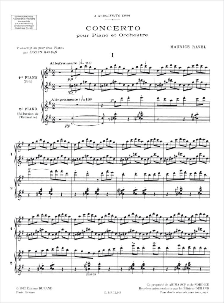 Maurice Ravel: Concerto En Sol: Duo pour Pianos