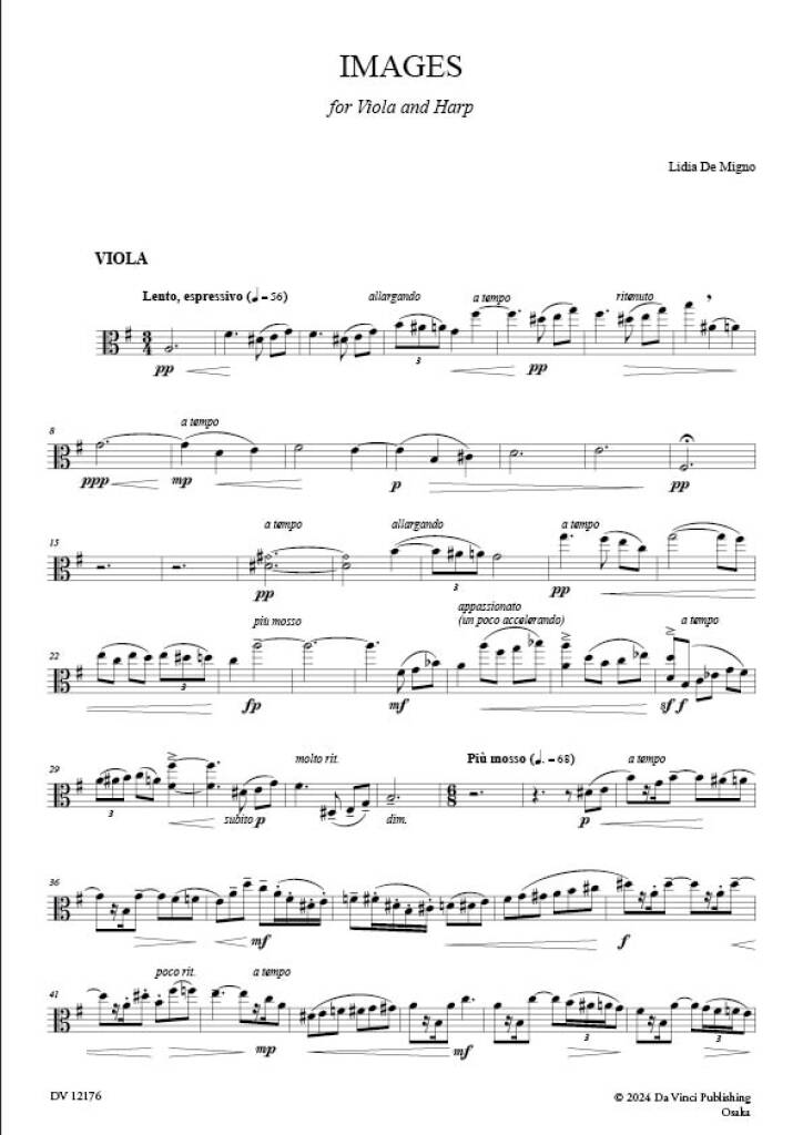 Lidia Di Migno: Images, for Viola and Harp: Alto et Accomp.