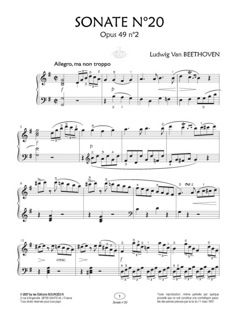 Sonate N°20 Opus 49 N°2