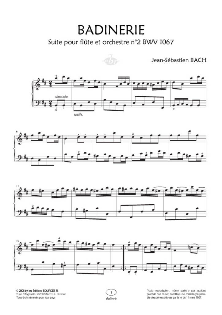 Johann Sebastian Bach: Badinerie BWV 1067: Solo de Piano