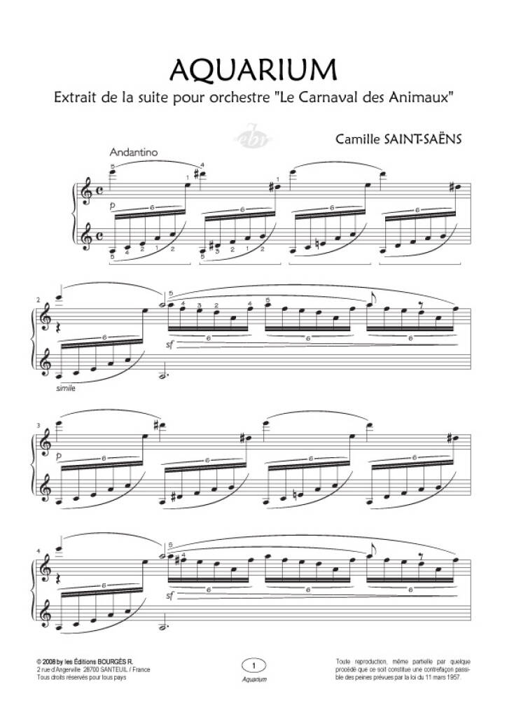 Camille Saint-Saëns: Aquarium: Solo de Piano