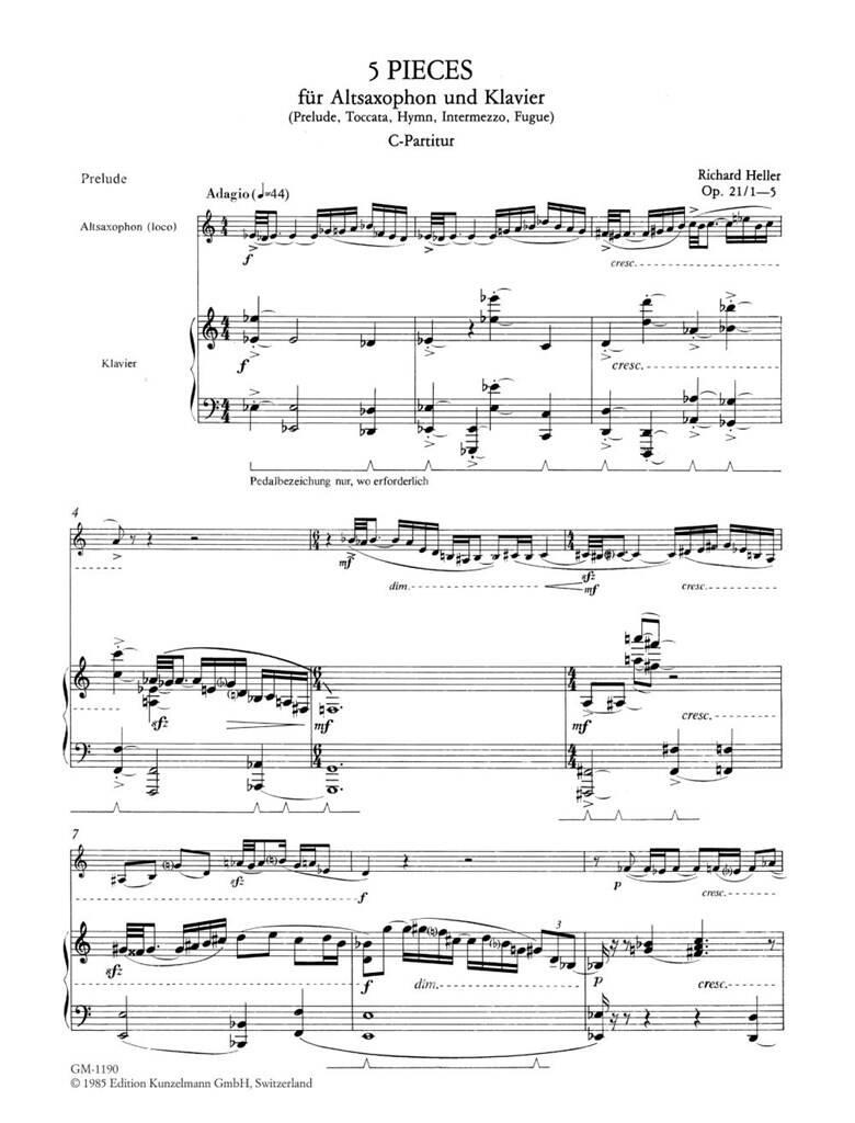 Richard Heller: 5 Stücke Für Altsaxophon: Saxophone Alto et Accomp.