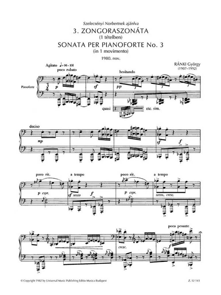 György Ránki: Sonate Nr. 3: Solo de Piano