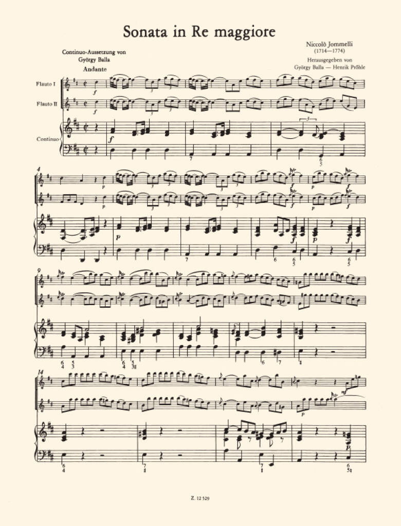 Niccolò Jommelli: 3 Sonate Per 2 Flauti (O Oboi O Violini) E Basso C: Flûte Traversière et Accomp.