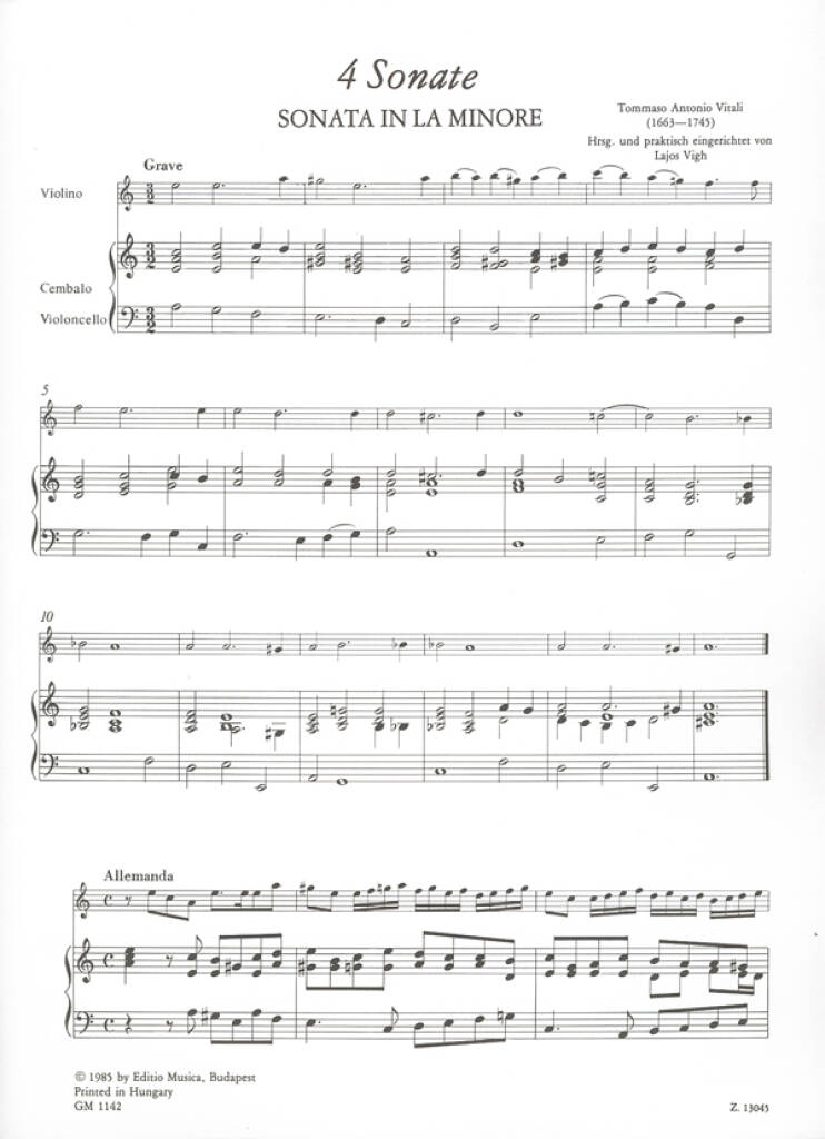 4 Sonate (Sonatine) Per Violino E Basso Continuo