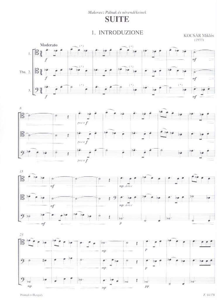 Miklós Kocsár: Suite für drei Posaunen: Trombone (Ensemble)