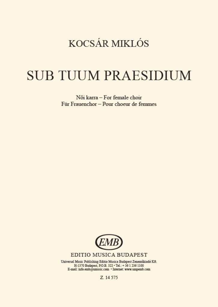 Sub tuum praesidium for female choir: Voix Hautes A Cappella